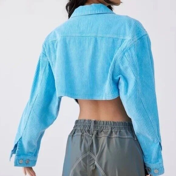 NWT Urban Outfitters BDG Carissa Cropped Corduroy Jacket in Blue XS - Picture 5 of 15